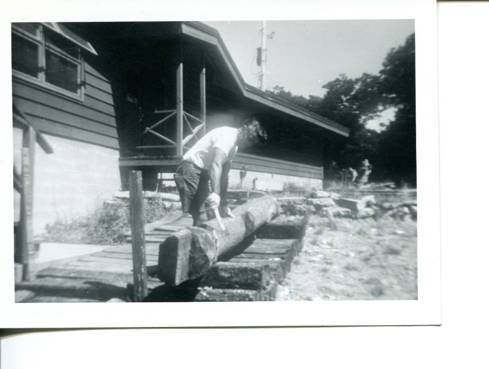 Bill Lankton Hewing a Log 1970